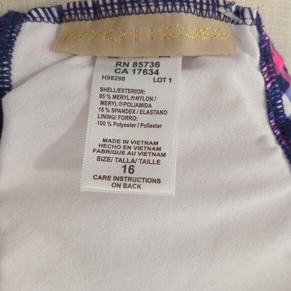 Women's Swimsuit Top Twist Bra Tankini Gingham Colorful Stretchy Size 16 / XL - Picture 2 of 6